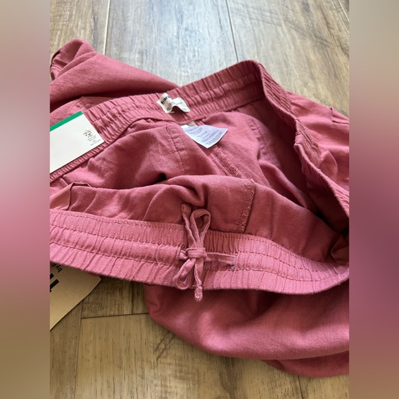 Linen blend Women's Pink Shorts natural fibre summer beach comfort pockets - Picture 2 of 6